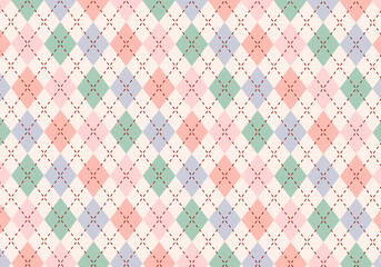 背景素材 アーガイルチェック柄22 4色 オレンジ グレー コーラルピンク グレージュ Wall Mural Sihosiho