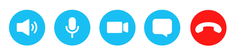 Video cal icons set. Video calling conference design. Video call screen template web. Interface digital communication. Vector illustration © vectorsanta