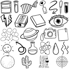 Set of item and symbol hand drawn doodle