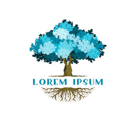 Obraz premium tree logo design with circular frame. Tree logo isolated on white background