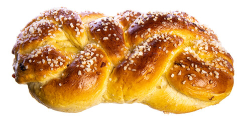 Typical traditional Austria: birds eyes view of an single Easter Striezel (sweet bread) diagonal...