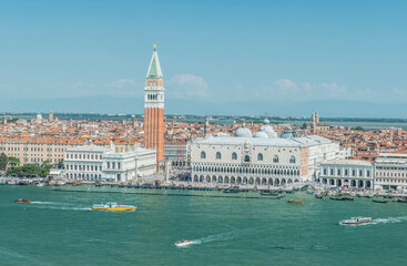 Fototapeta na wymiar Italy, Venice. Waterfront from San Giorgio Bell tower