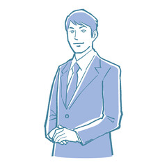 Illustration of the upper body of a young male businessman. A pop and comical pattern.