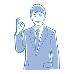 Illustration of the upper body of a young male businessman. A pop and comical pattern.