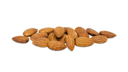 Close-up Almond seeds isolated on white background. Clipping path.