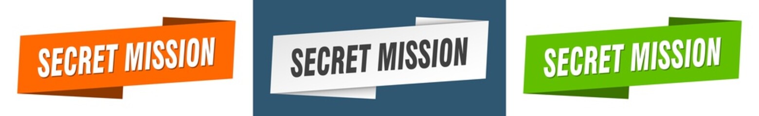 secret mission banner. secret mission ribbon label sign set