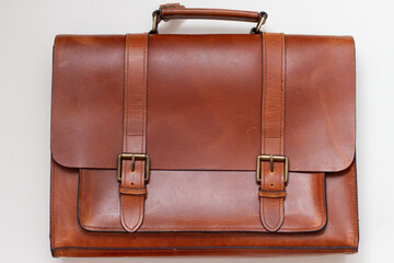 Genuine leather briefcase. Brown leather men's bag. Leather. Men's accessories brown leather bags