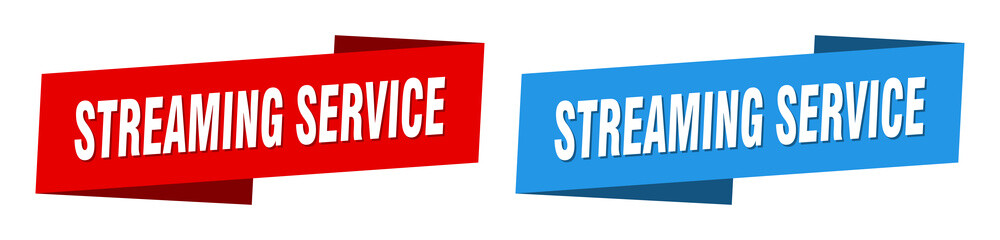 streaming service banner. streaming service ribbon label sign set