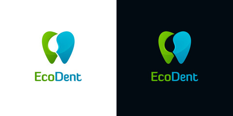 Glossy Dental Logos with Leaf Shapes