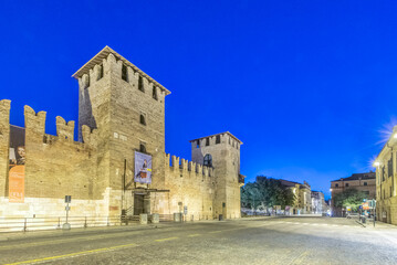Fototapeta na wymiar Italy, Verona. Castelvecchio at dawn, Built in the 14th Century