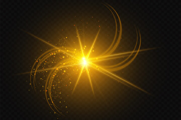 Transparent Golden Glow light effect. Copper lights effects. Sparkle and glitter. Vector illustration. - obrazy, fototapety, plakaty