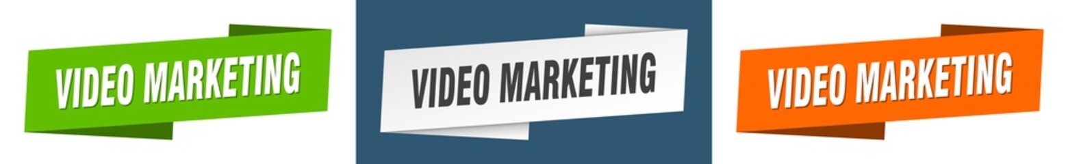video marketing banner. video marketing ribbon label sign set