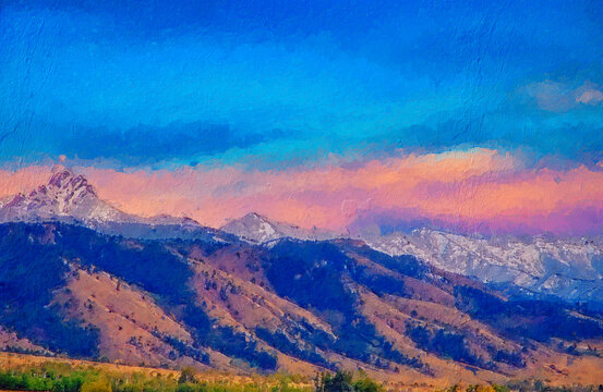 Montana foothills with mountain backdrop,photo art