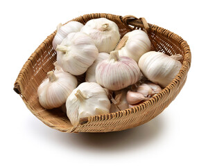 garlic in a basket isolated