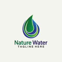 Nature Water logo vector icon illustration design  template.Ecology logo.Water Drop Leaf Logo.Water Drop Design Template vector illustration