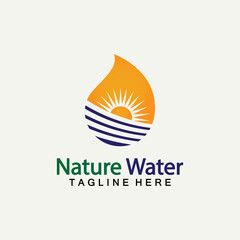 Nature Water logo vector icon illustration design  template.Ecology logo.Water Drop Leaf Logo.Water Drop Design Template vector illustration