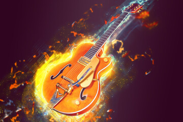 Fototapeta premium Flaming music from an electric guitar