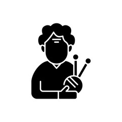 Elderly woman black glyph icon. Old female pensioner. 60-65 years old. Facial aging. Wrinkles, dullness. Disease conditions in elderly. Silhouette symbol on white space. Vector isolated illustration