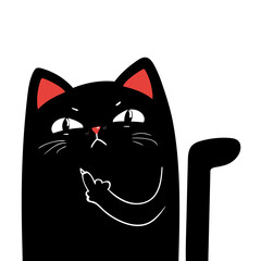 middle finger black cat. Vector illustration EPS 10