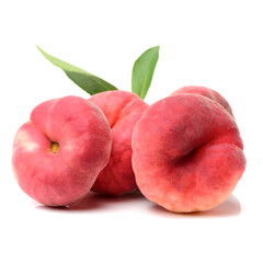 chinese flat peaches on white background 