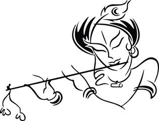 Krishna vector art design with gradient or black . Krishna Annual Hindu festival in India. Birth of Krishna poster, krishana template. Krishana new design. Krishna Janmashtami digital art illustration