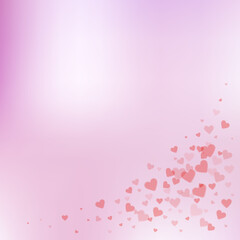 Red heart love confettis. Valentine's day corner c