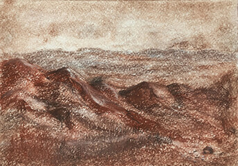 Pastel mountain landscapes of brown color can be used in the tourist business and for postcards