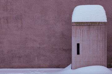 snow covered electrical box