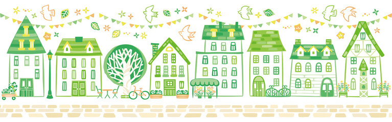 緑の家の街並み