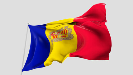 Andorra FLAG ISOLATED IN GREY BACKGROUND