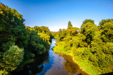 The River Jagst in Hohenlohe, Baden-Württemberg, Germany