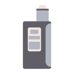 Vector illustration of an electronic cigarette. Vape in gray tones on a white background. Vape box mod with display. 