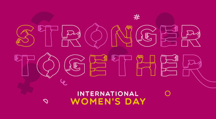 Women's Day stronger together woman hand card