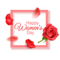 Greeting card of lovely happy women's day international decorated with a rose and space for text