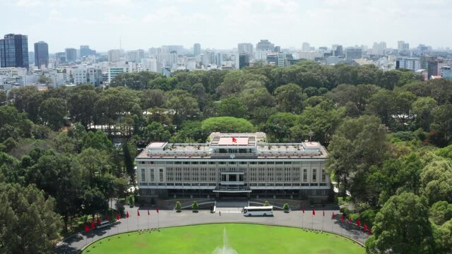 Flight over Independence Palace in Ho-Chi-Minh-City