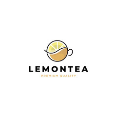 Lemon tea logo vector icon illustration line outline style