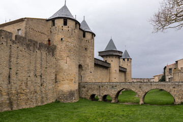 Fototapeta na wymiar The medieval city of Carcassonne in France