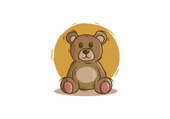 illustration of a sitting little bear