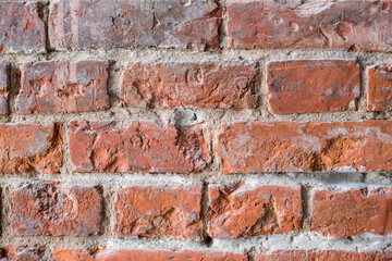 Red brick wall. Background of brick wall texture.