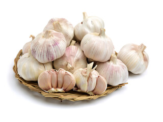 fresh garlic isolated on white background 