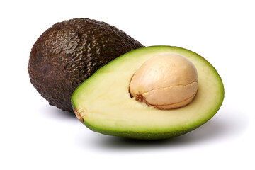 Halved avocado with seed isolated on a white background with clipping path
