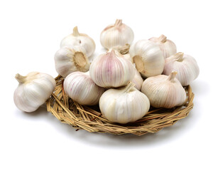 fresh garlic isolated on white background 