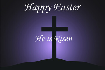 Happy Easter poster with cross and text with black background