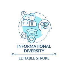 Informational diversity concept icon. Top management diversity types. Recognize individual differences. Business idea thin line illustration. Vector isolated outline RGB color drawing. Editable stroke