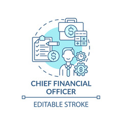 Chief financial officer concept icon. Top management positions. Managing financial actions of company. Job idea thin line illustration. Vector isolated outline RGB color drawing. Editable stroke