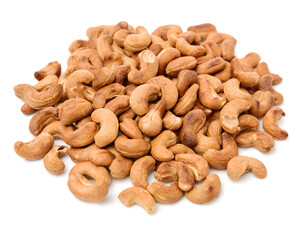 cashew nuts on white background