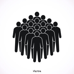 A group of sixteen people. Community icon. Share symbol. Group of users.