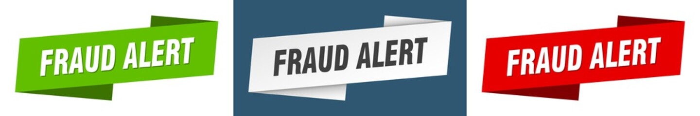 fraud alert banner. fraud alert ribbon label sign set