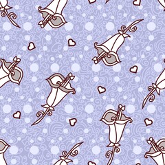 Lilac And Maroon Retro Repeat Scatter Pattern With Calla Lilies And Dots