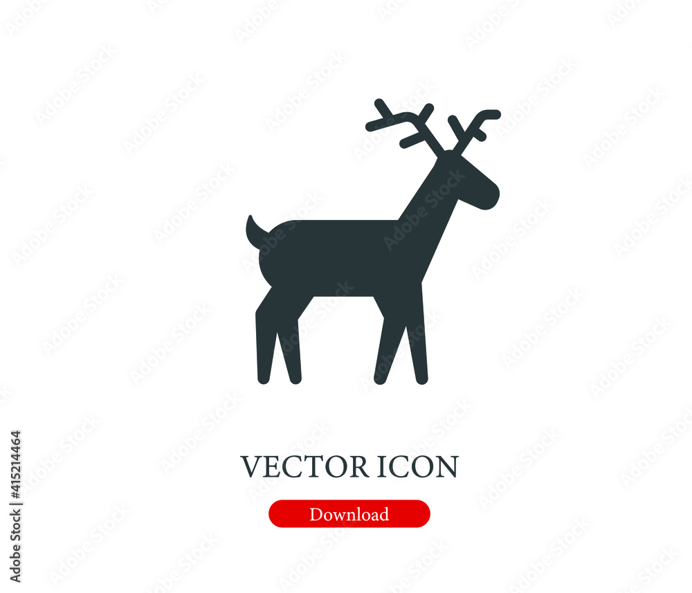 Poster wild dear vector icon. editable stroke. symbol in line art style for design, presentation, website o